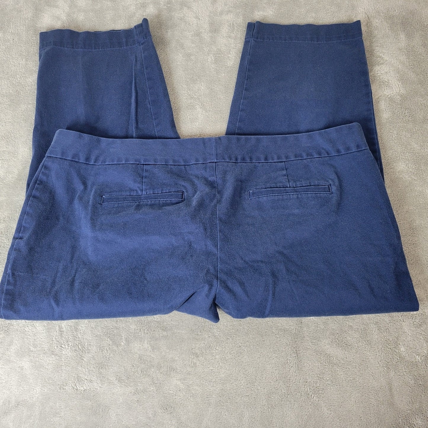 Lands End Womens Pants 18W Plus Capri Blue Zip Fly Cotton Blend Pockets Casual