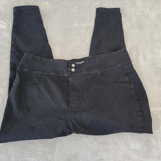 Terra Sky Womens Jeans 1X 16W 18W Plus Pull On Cropped Ankle Black Denim Comfy