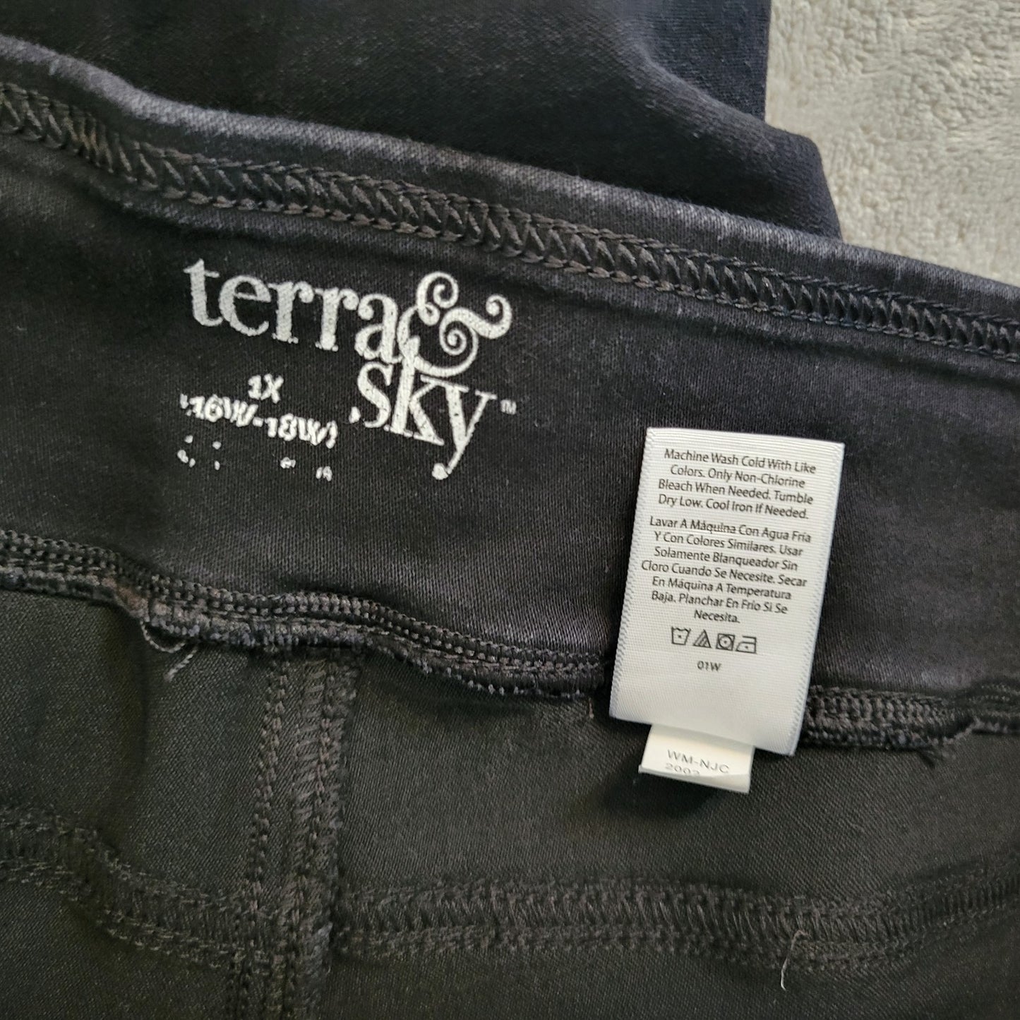 Terra Sky Womens Jeans 1X 16W 18W Plus Pull On Cropped Ankle Black Denim Comfy