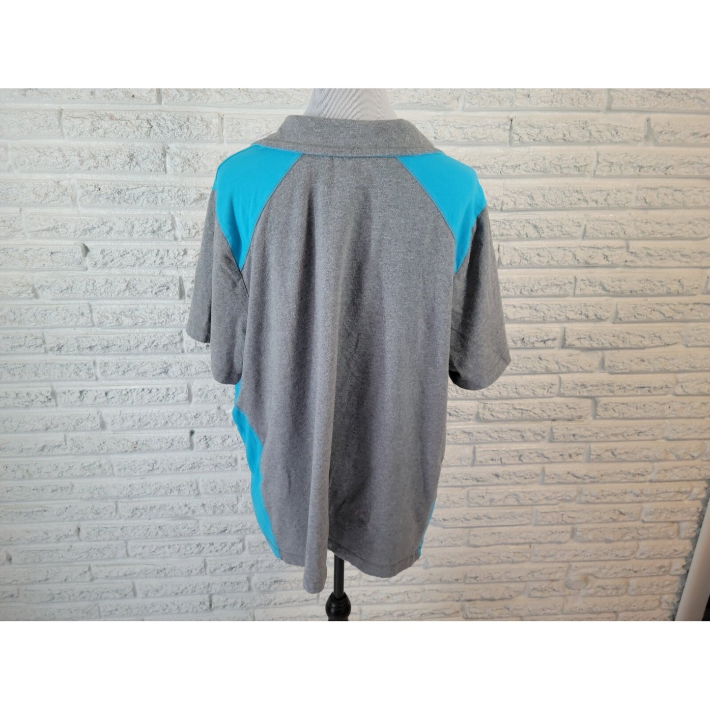 Catherines Womens Top 2X 22W 24W Plus Short Sleeve Gray Collar Pullover Casual