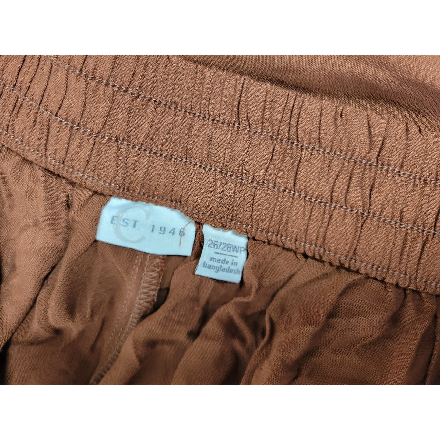 Est 1946 Womens Pants 26WP 28WP Wide Leg Loose Fitting Brown Lightweight Comfort