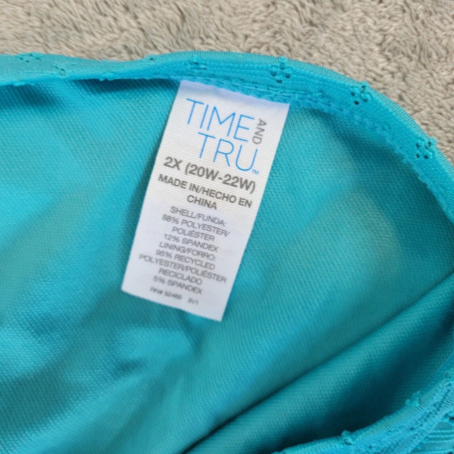 Time Tru Womens Bikini Bottom 2X 20W 22W Blue Eyelet Poly Blend Lined Swimwear
