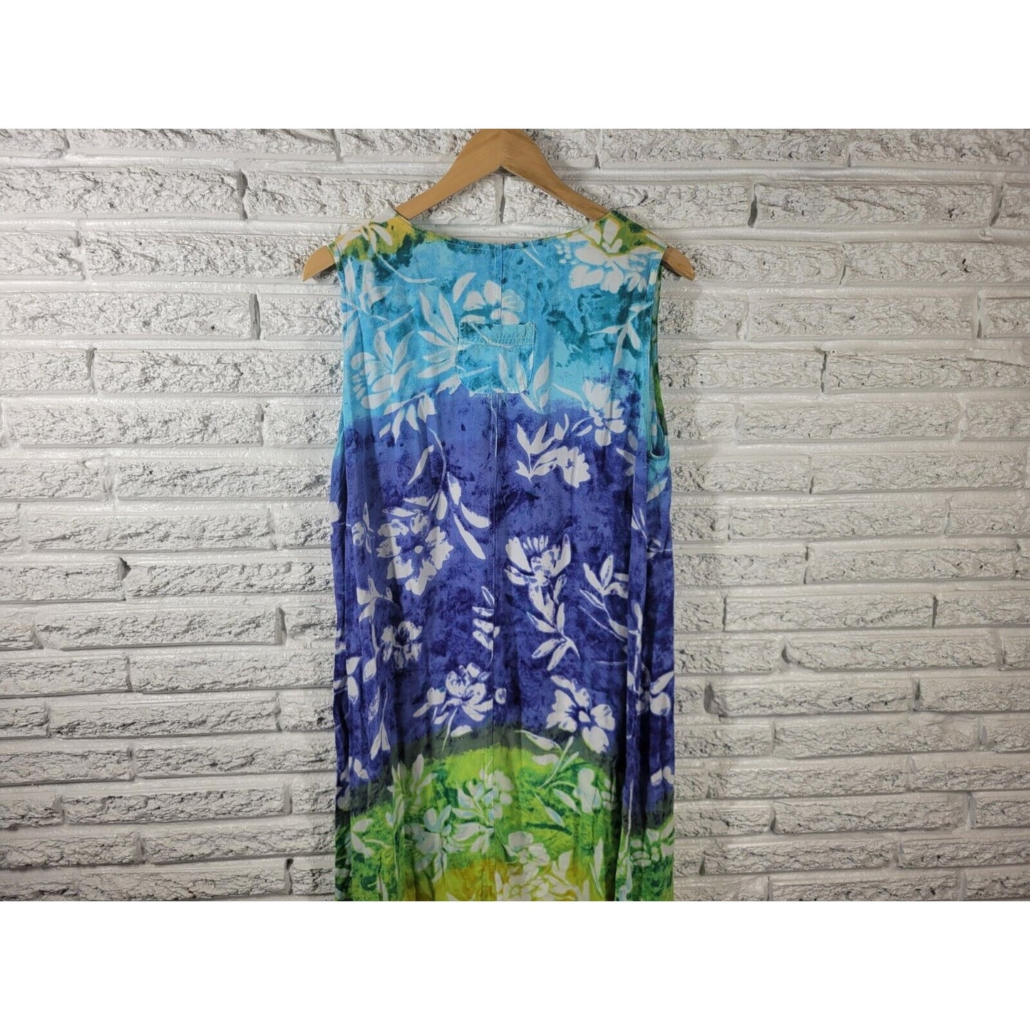 MTB Meant to Be Womens Dress 1X Sleeveless Shift Blue Floral Lightweight Rayon