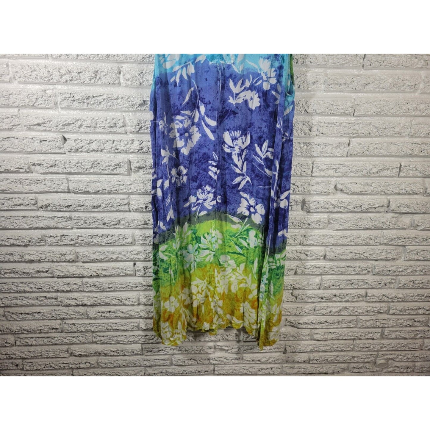 MTB Meant to Be Womens Dress 1X Sleeveless Shift Blue Floral Lightweight Rayon