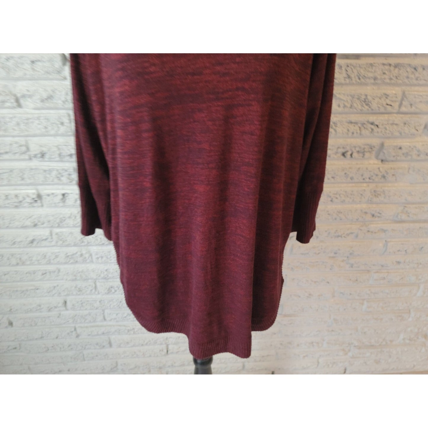 Maurices Women Sweater Extra Large 3/4 Sleeve Burgundy Marled Lightweight Casual