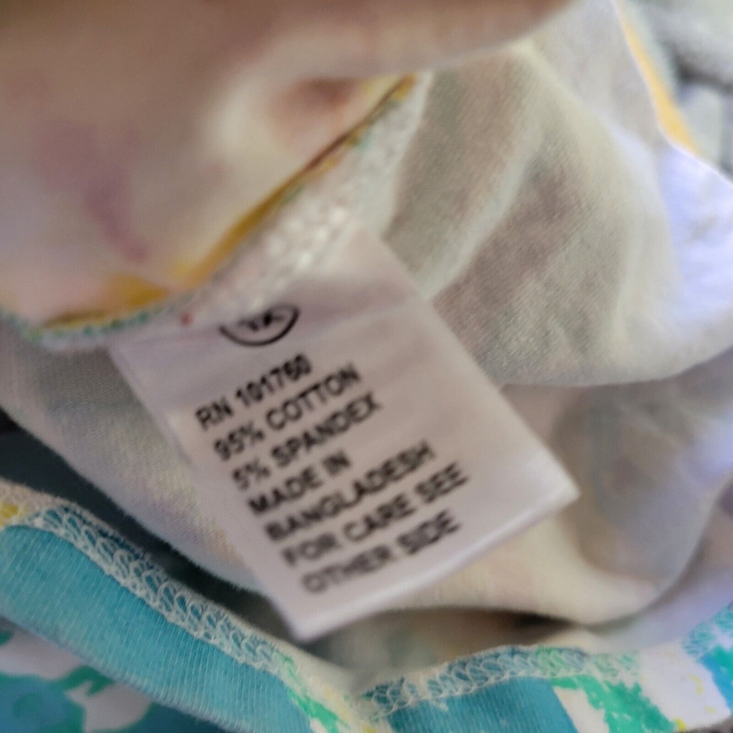 Palm Grove Women Top 1X Plus 3/4 Sleeve Blue Beach Scape Lightweight Rhinestones