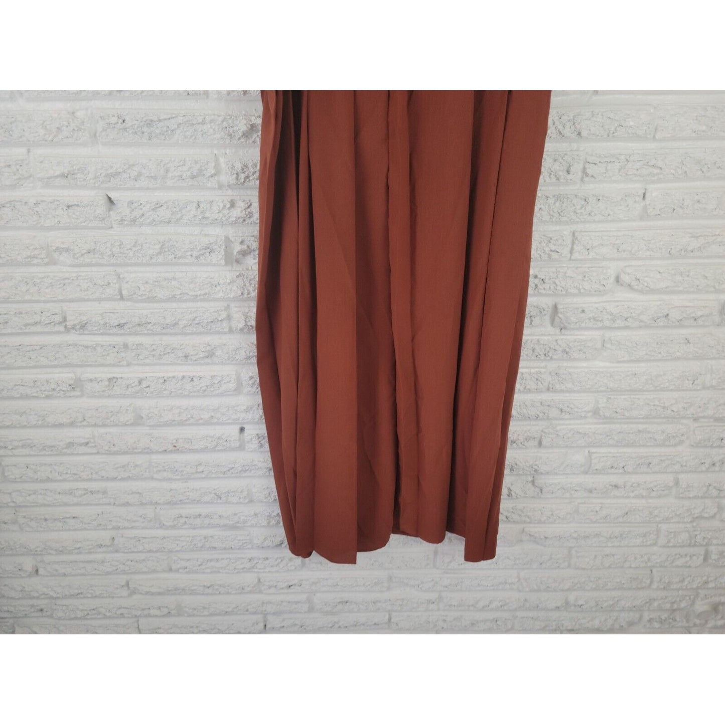 Shein Curve Womens Skirt 4XL Plus Maxi ALine Brown Pleated Career Long Polyester
