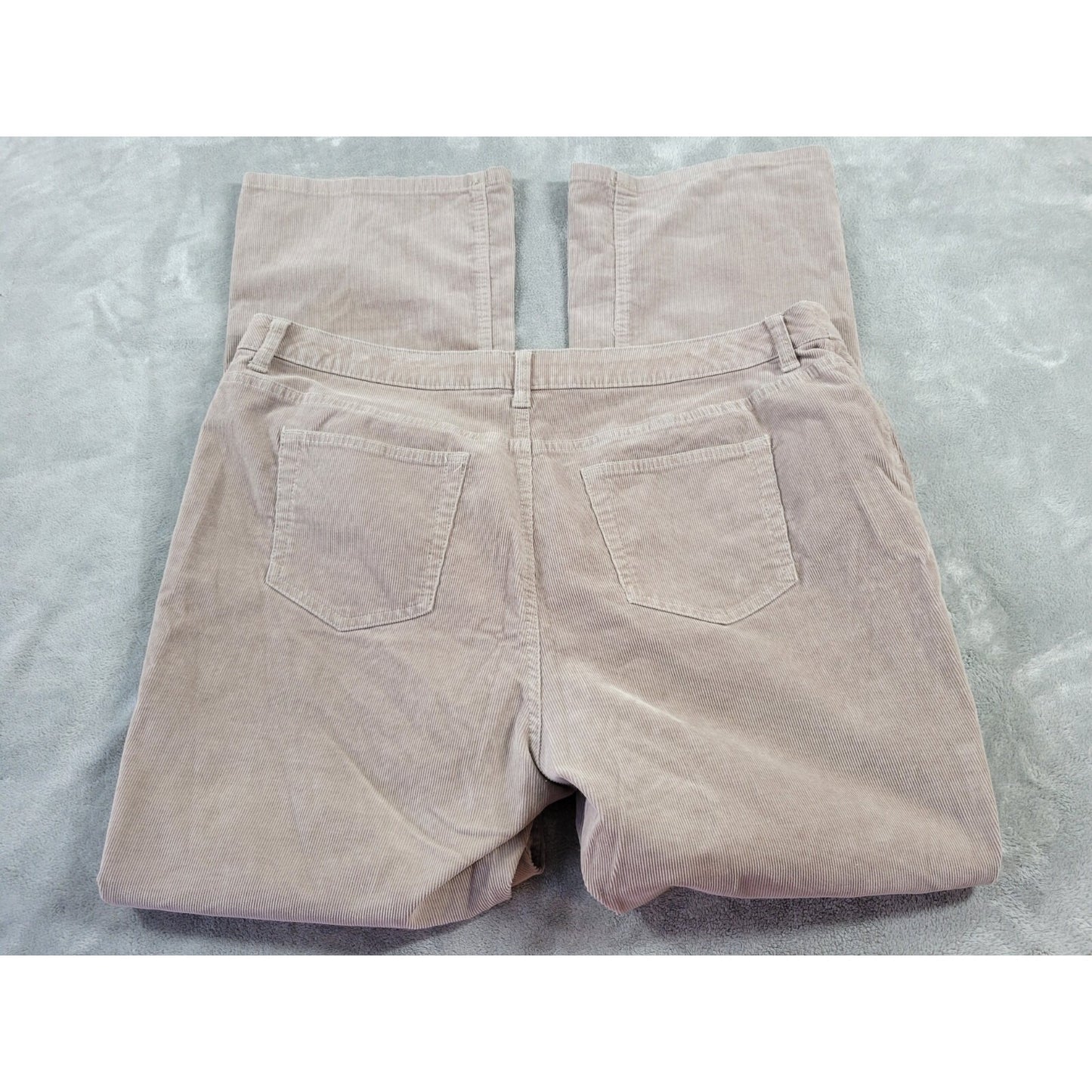 St Johns Bay Womens Jeans 18W Plus Boot Cut Beige Corduroy Elastic Waist Zip Fly