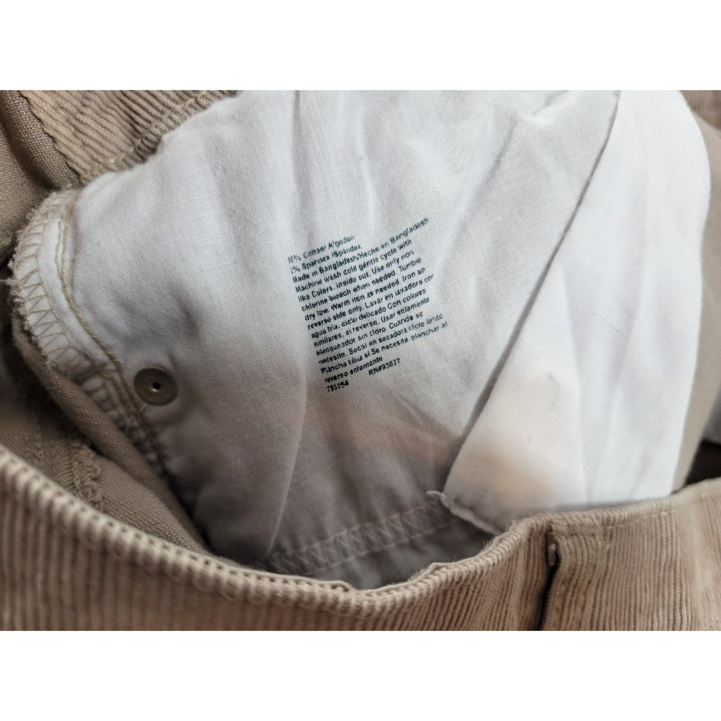 St Johns Bay Womens Jeans 18W Plus Boot Cut Beige Corduroy Elastic Waist Zip Fly