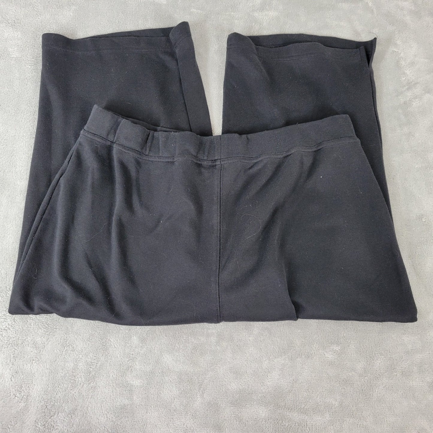 Woman Within Womens Pants 16W Plus Capri Pull On Black Poly Blend Casual Comfy