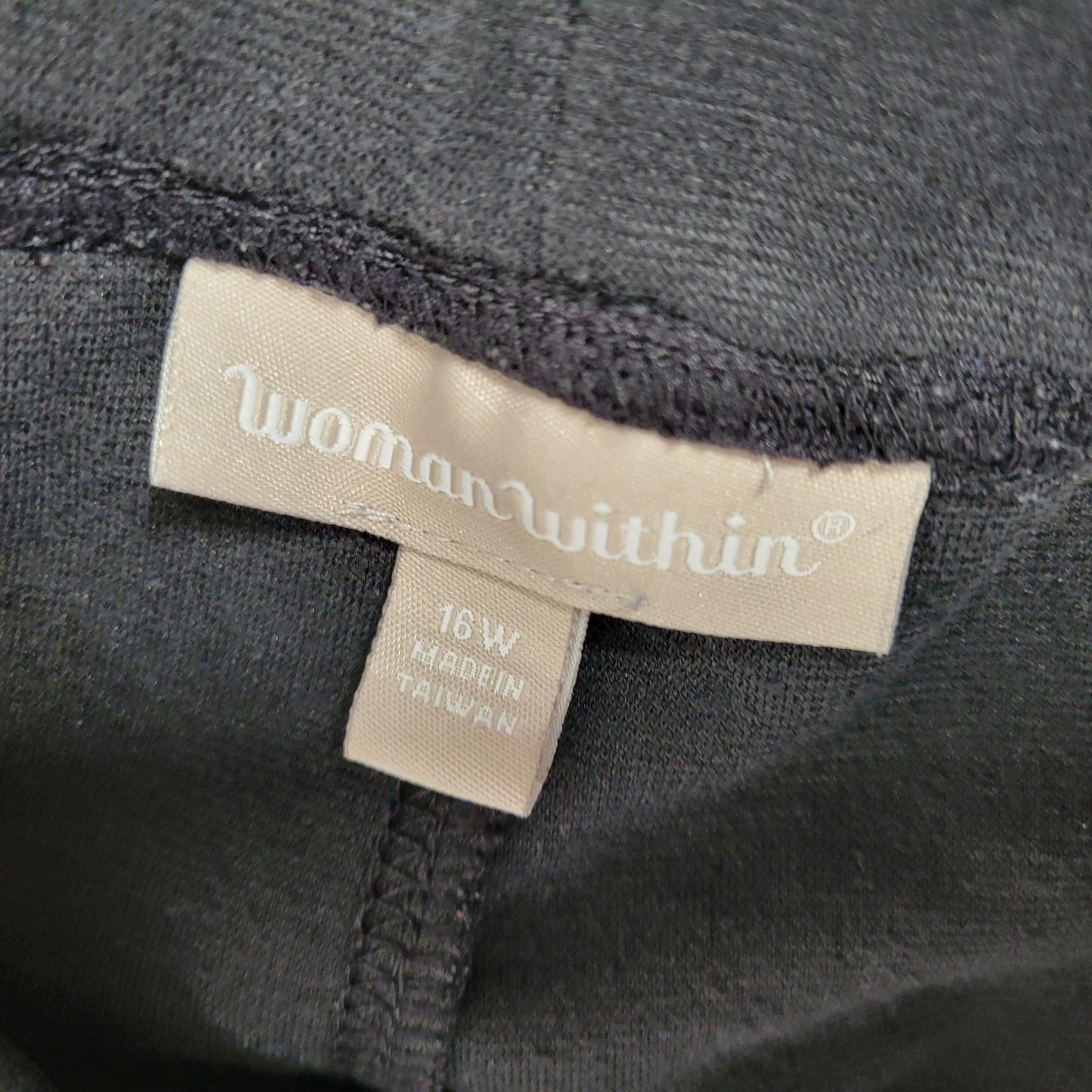 Woman Within Womens Pants 16W Plus Capri Pull On Black Poly Blend Casual Comfy