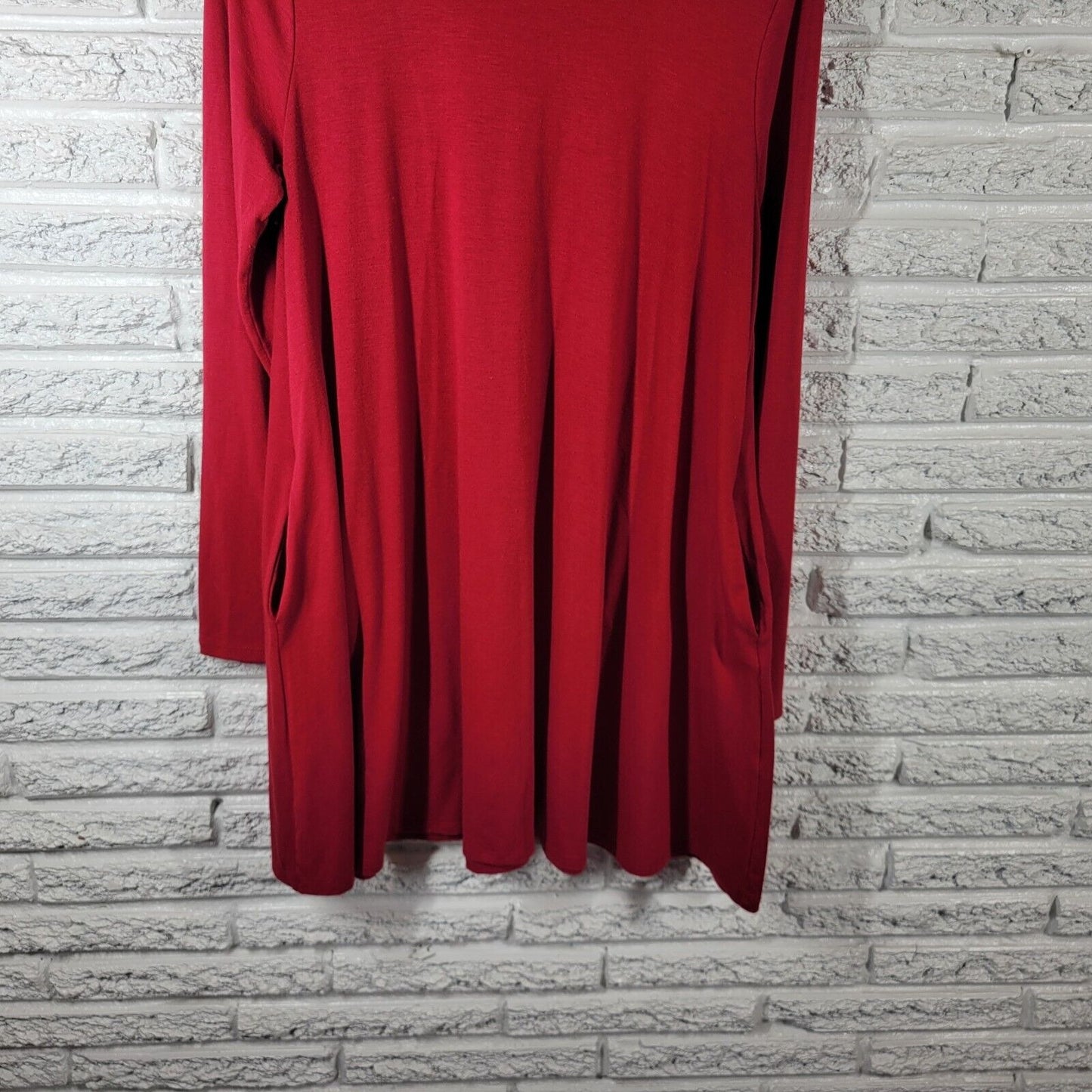 Zenana Premium Womens Dress Extra Large Mini Long Sleeve Red Poly Blend Casual