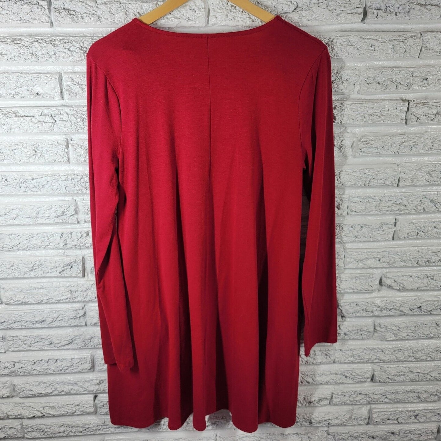 Zenana Premium Womens Dress Extra Large Mini Long Sleeve Red Poly Blend Casual