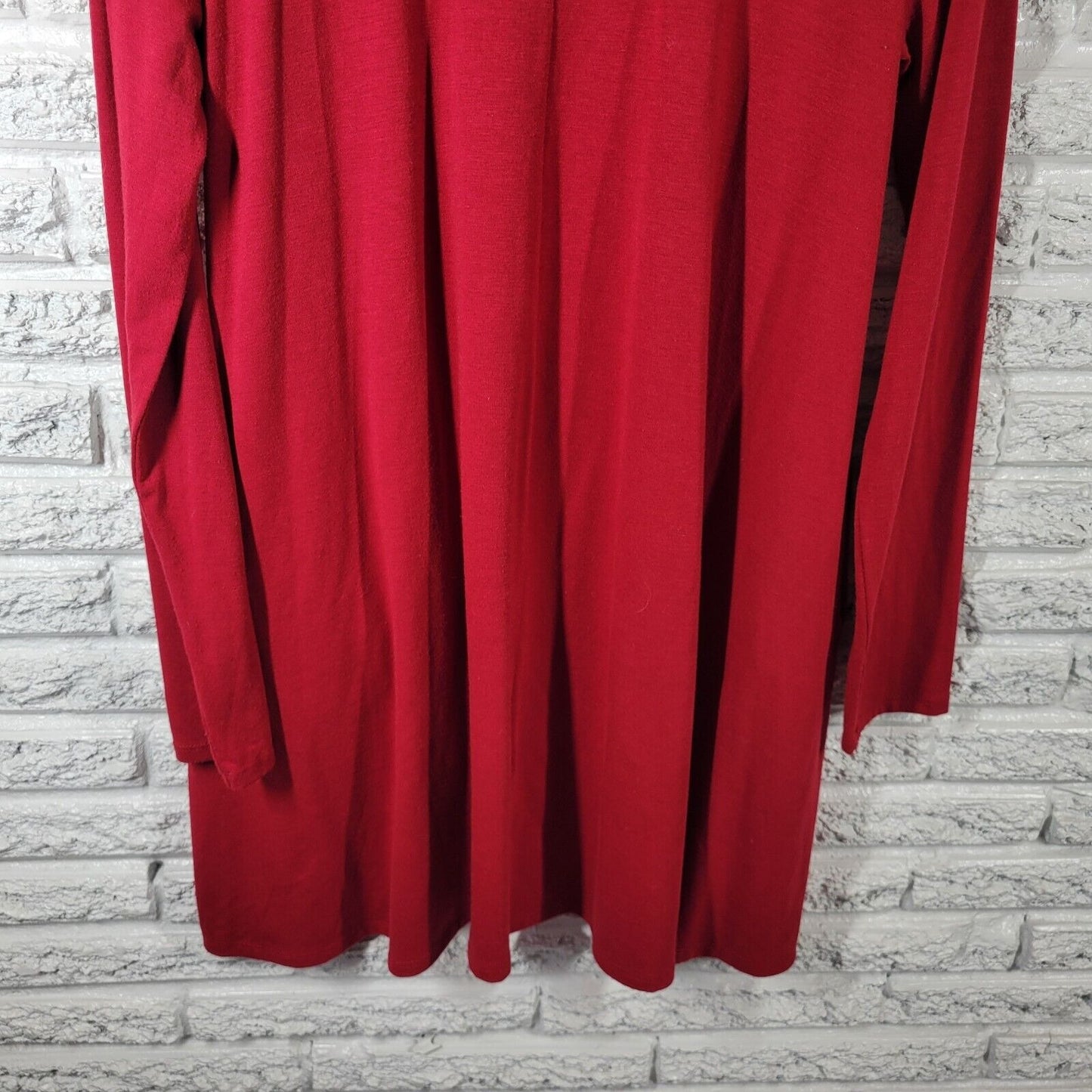 Zenana Premium Womens Dress Extra Large Mini Long Sleeve Red Poly Blend Casual