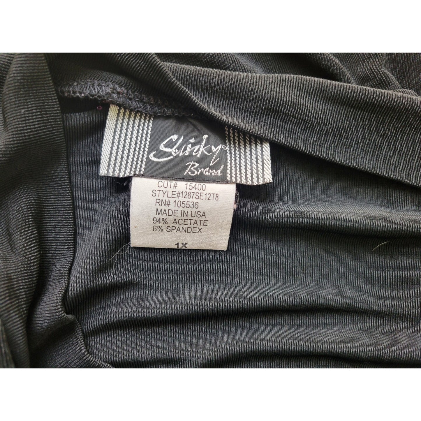 Slinky Brand Women Top 1X Plus Tunic 3/4 Sleeve Black Acetate Travel Knit Office