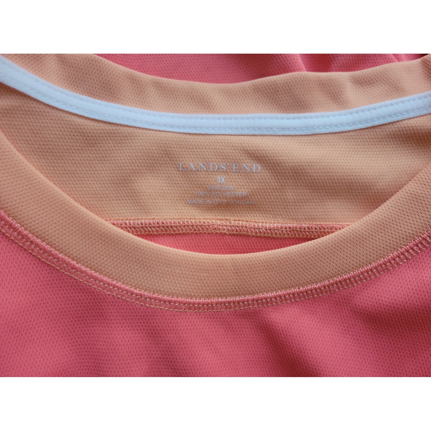 Lands End Women Top 3X Plus Sleeveless Athletic Polyester Crew Neck Orange Pink