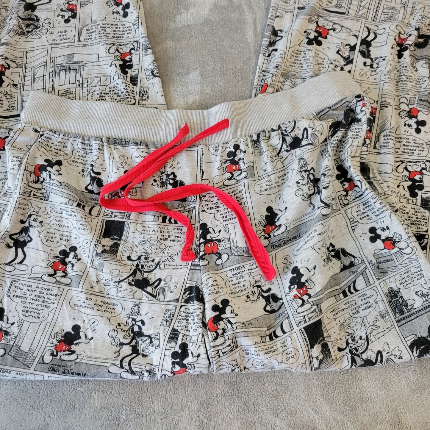 Disney Mickey Mouse Womens Pajama Pants XL Gray Lightweight Loungewear Comfy