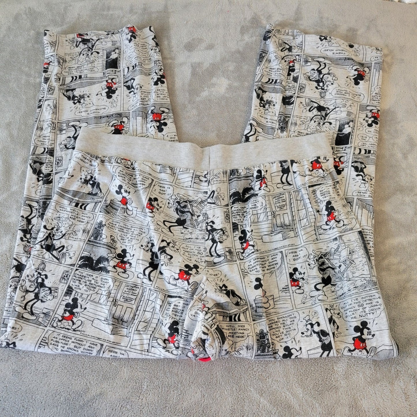 Disney Mickey Mouse Womens Pajama Pants XL Gray Lightweight Loungewear Comfy