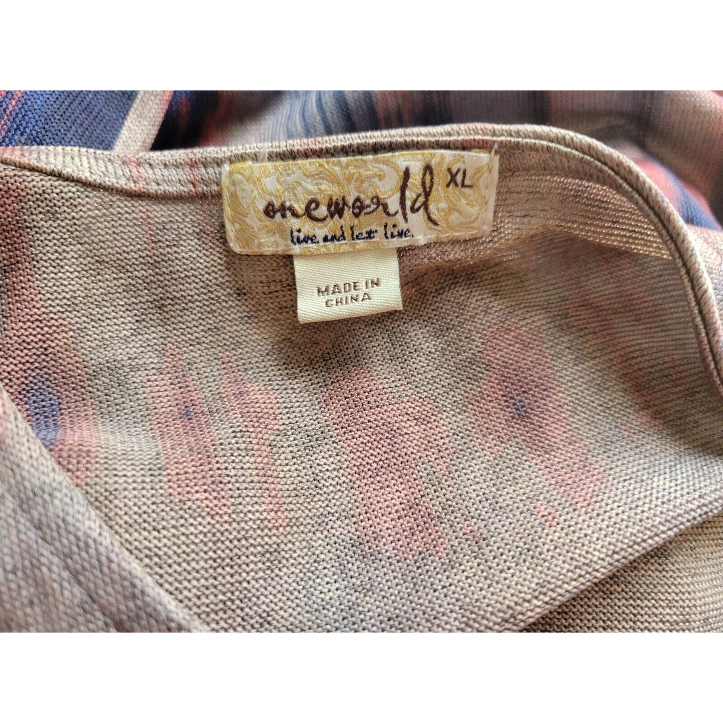 Live Let Live Womens Top Extra Large Tunic Lace Hem Asymmetric Brown Stripe