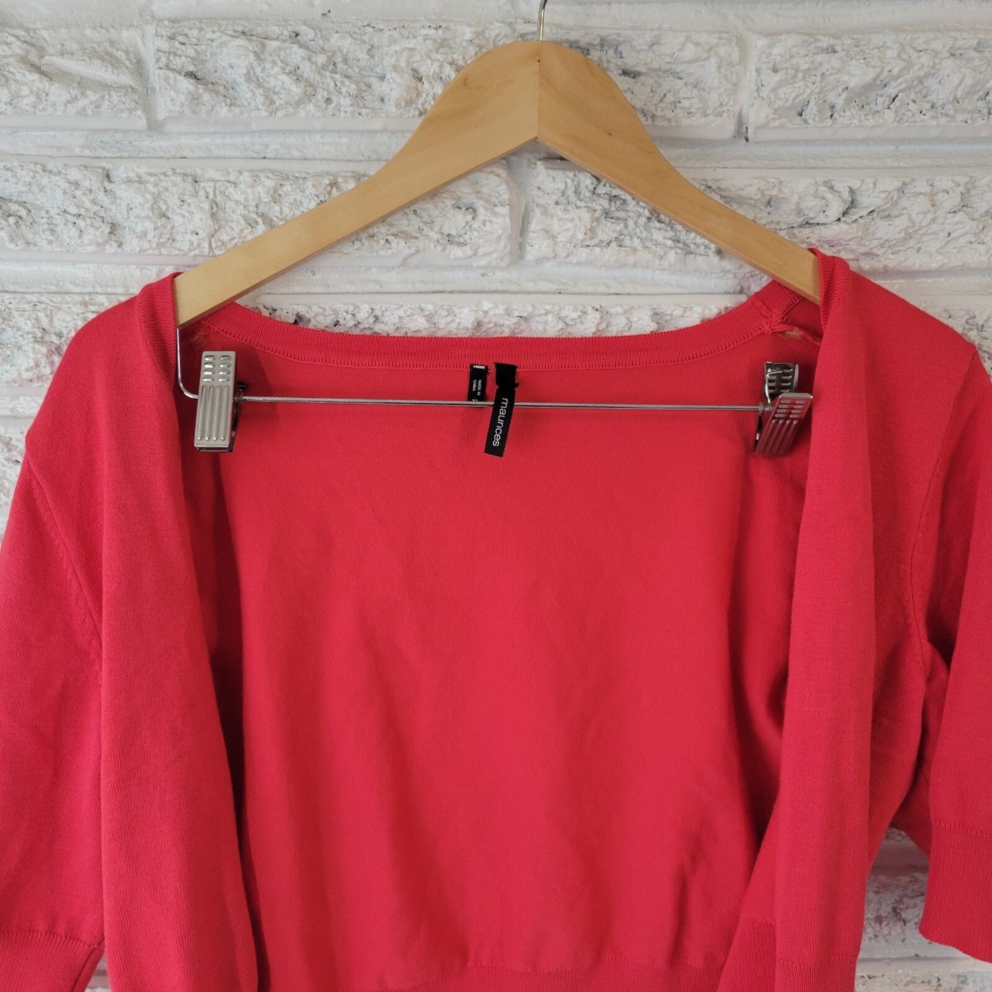 Maurices Womens Top XL Open Shrug Crop Bolero Knit Pink Casual Comfy Lightweight