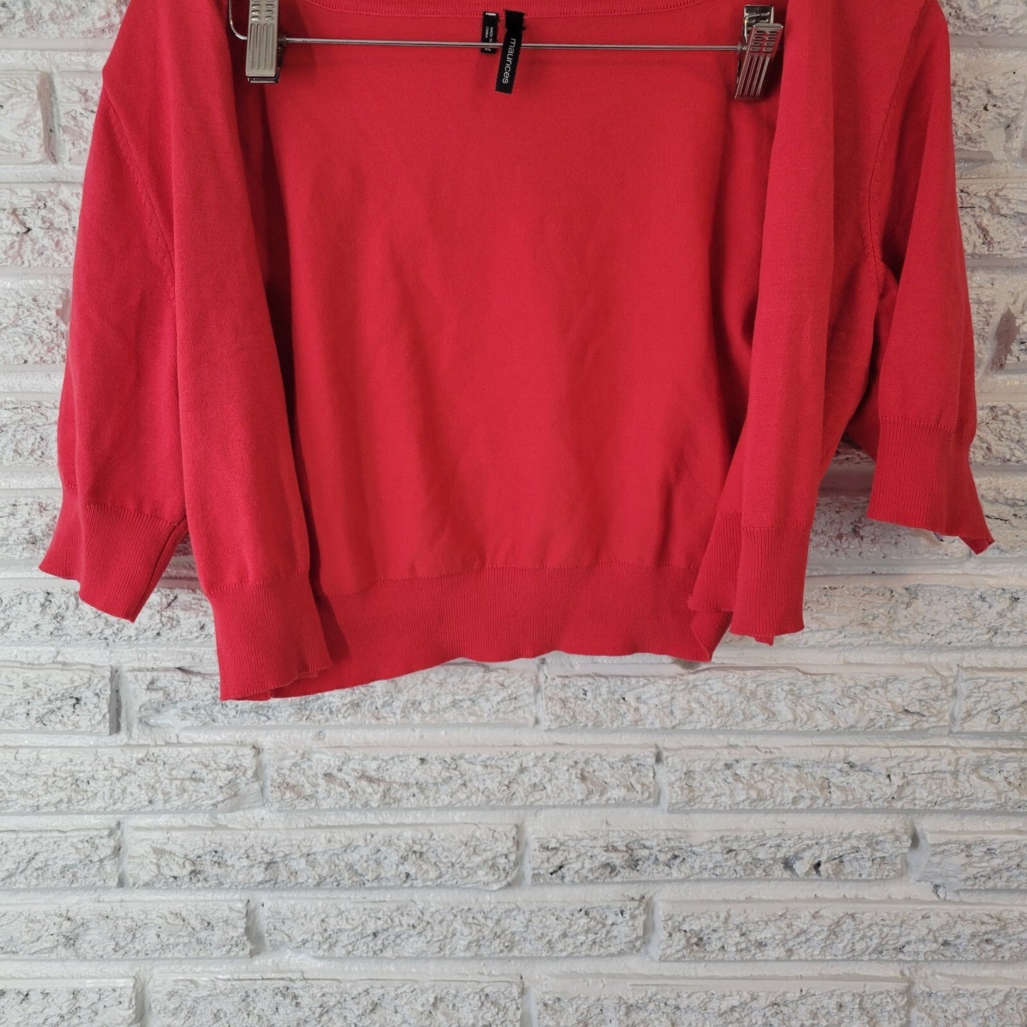 Maurices Womens Top XL Open Shrug Crop Bolero Knit Pink Casual Comfy Lightweight