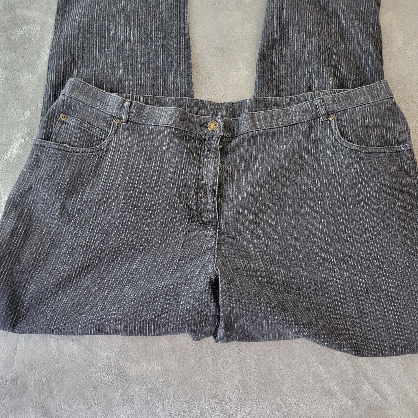 Allison Daley II Womens Jeans 20W Plus Straight Leg Black Stripe Denim Zip Fly