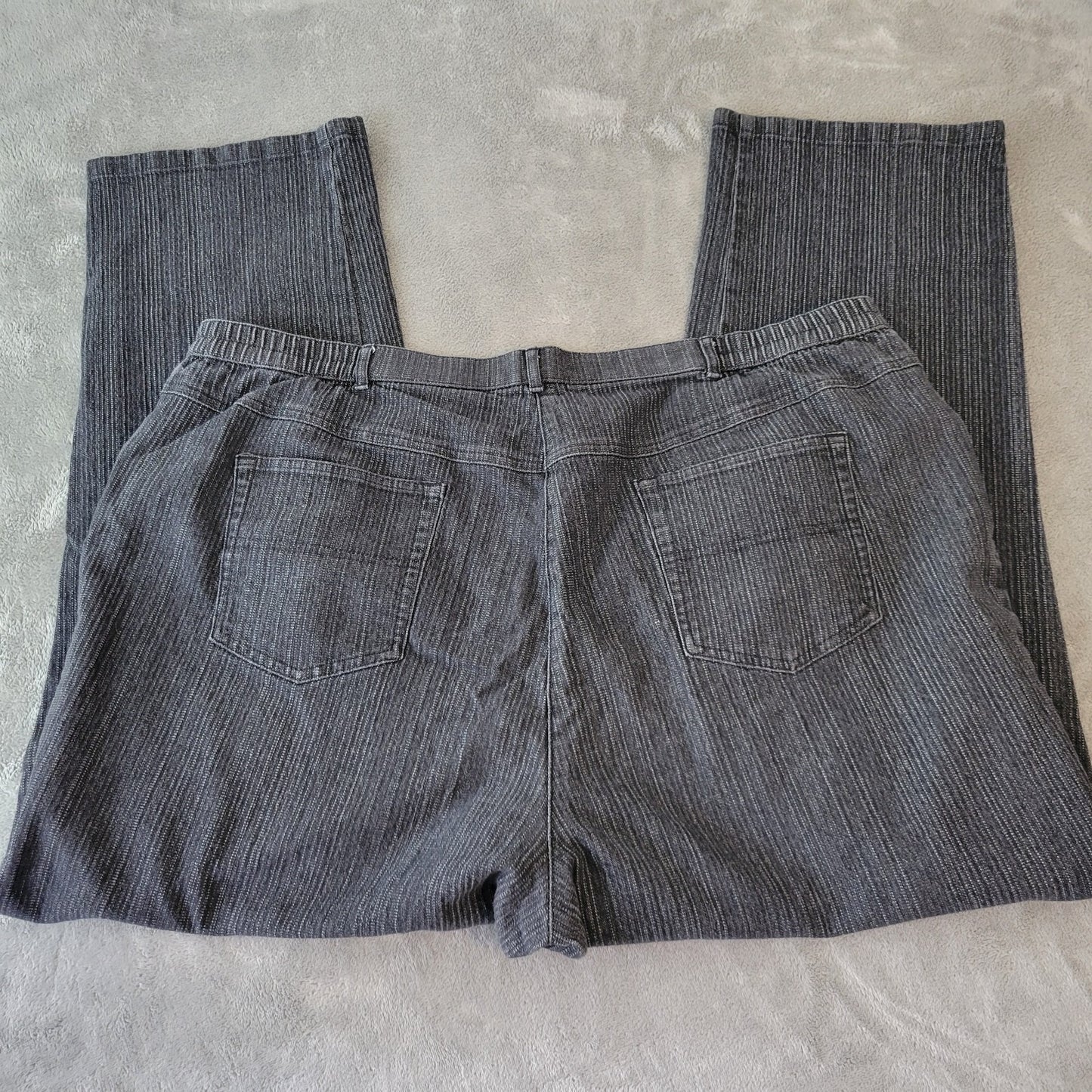 Allison Daley II Womens Jeans 20W Plus Straight Leg Black Stripe Denim Zip Fly