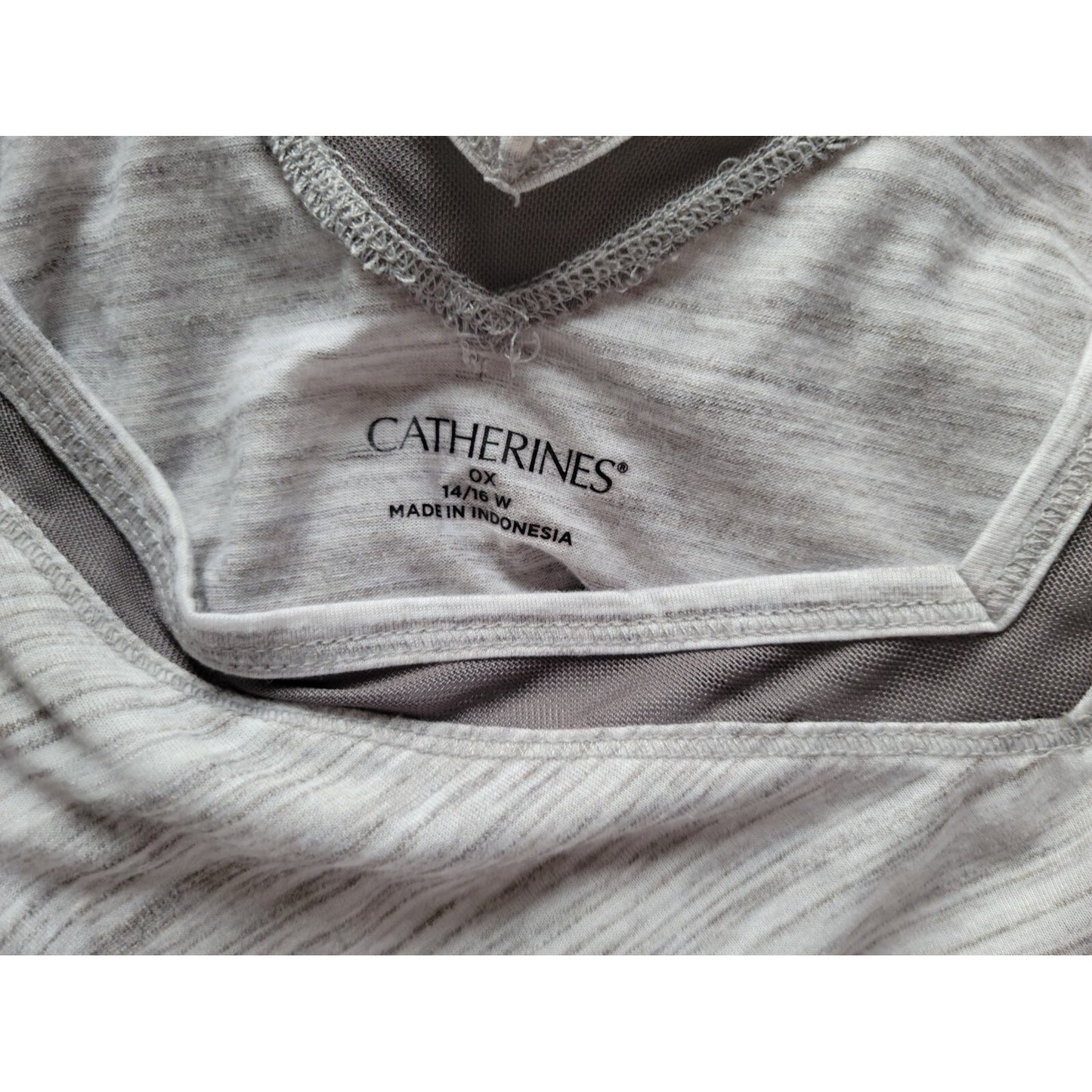 Catherines Womens Top 0X Plus Tee Short Sleeve Gray Heather Lattice Back Casual