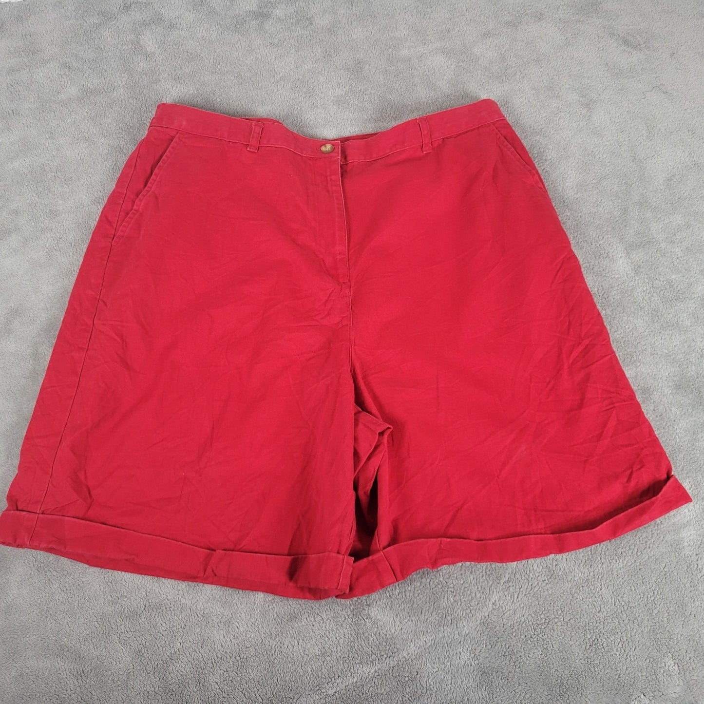 Karen Scott Sport Womens Shorts 18 Plus Cotton Red Zip Fly Cuffed Lightweight
