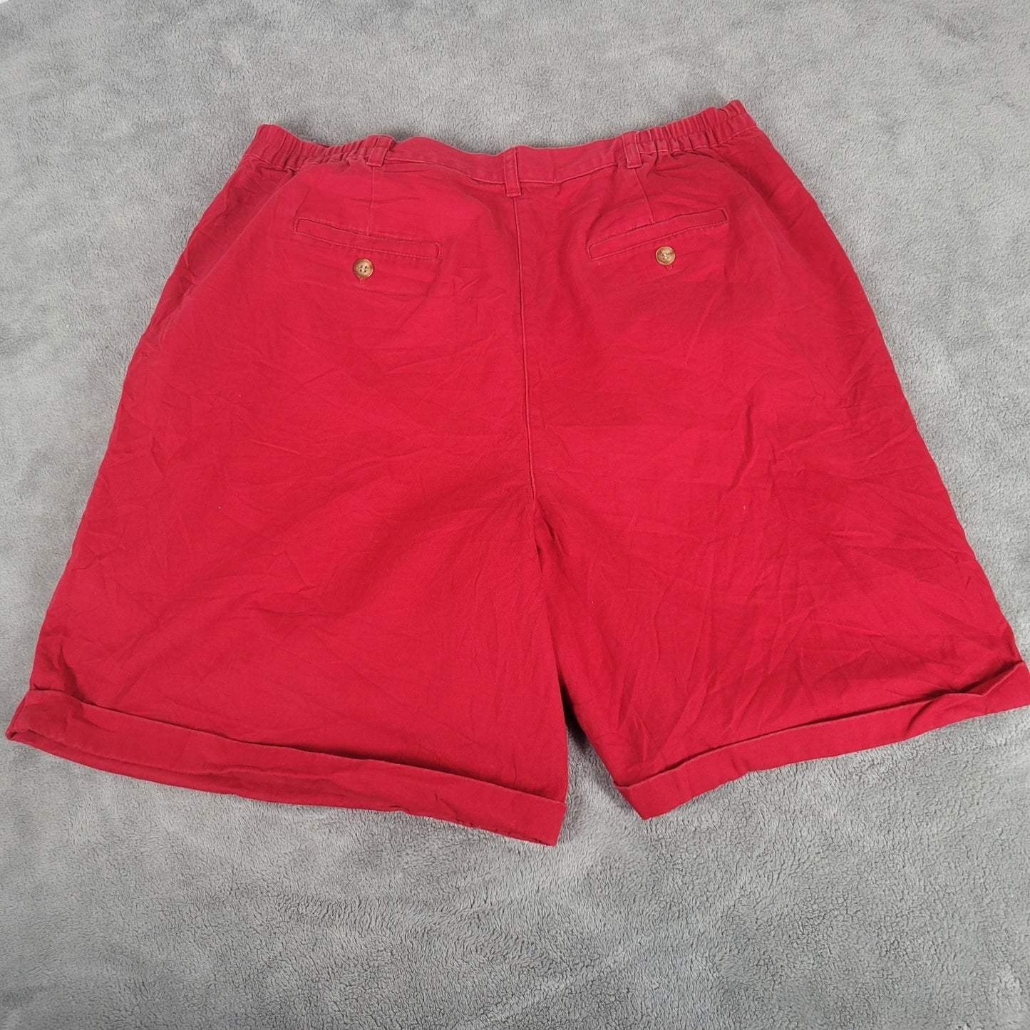 Karen Scott Sport Womens Shorts 18 Plus Cotton Red Zip Fly Cuffed Lightweight