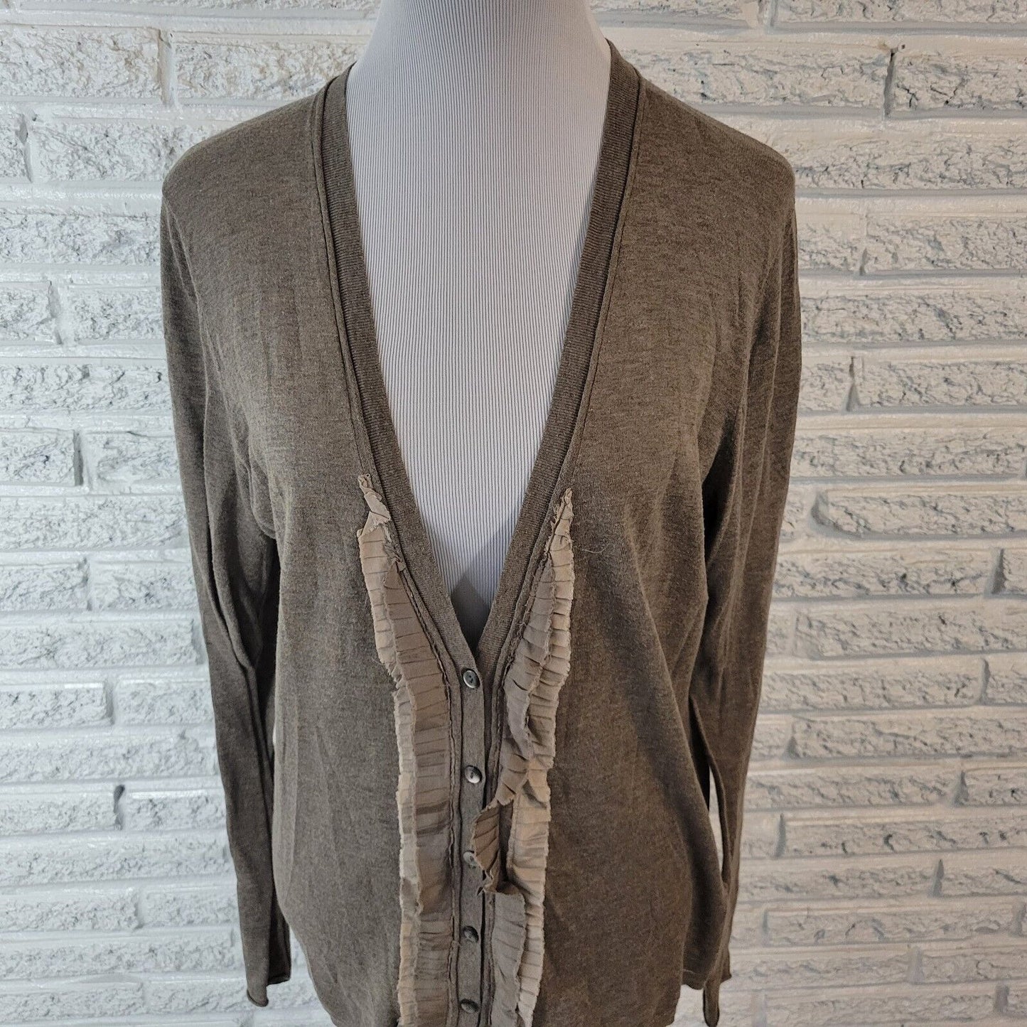 Banana Republic Womens Top XL Cardigan Light Brown Knit Lightweight Pima Cotton