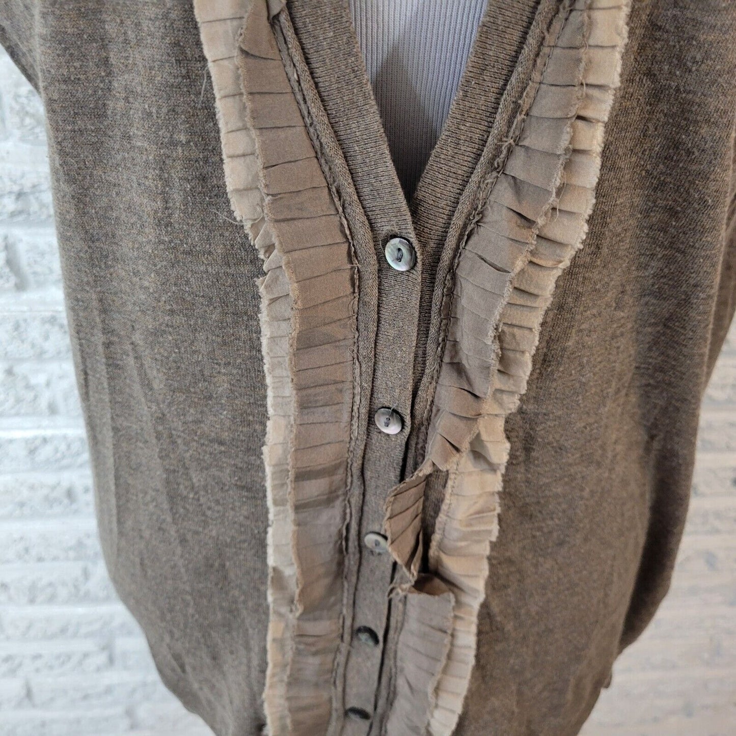 Banana Republic Womens Top XL Cardigan Light Brown Knit Lightweight Pima Cotton