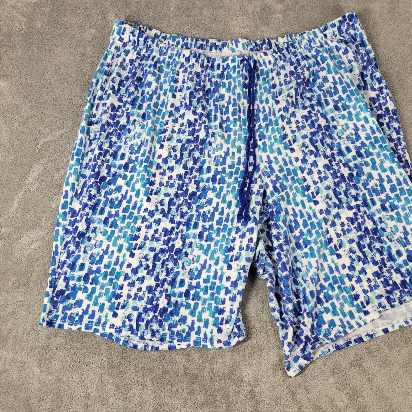 Cacique Womens Pajama Shorts 18 20 Blue Watercolor Paint Brush Comfy Lightweight