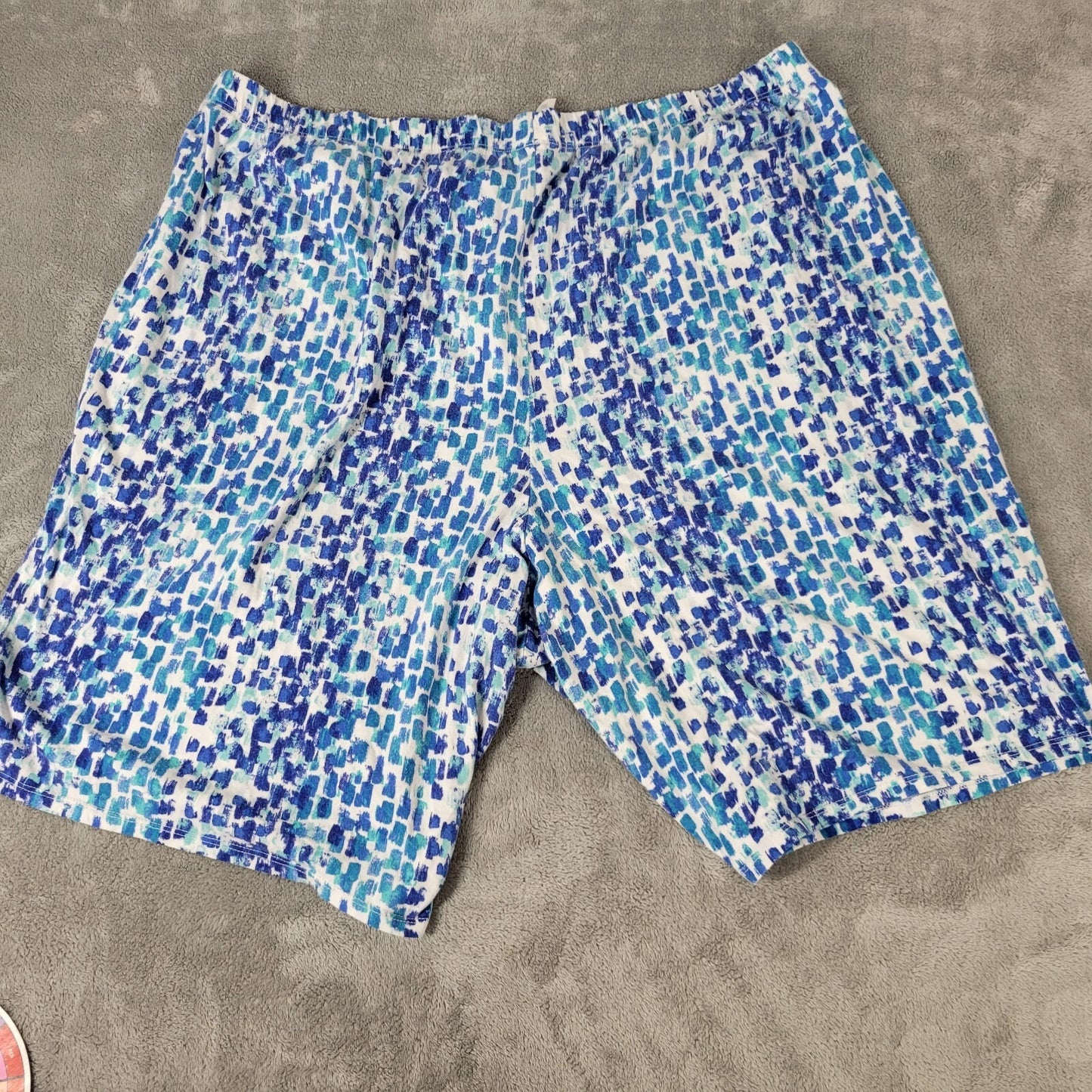 Cacique Womens Pajama Shorts 18 20 Blue Watercolor Paint Brush Comfy Lightweight