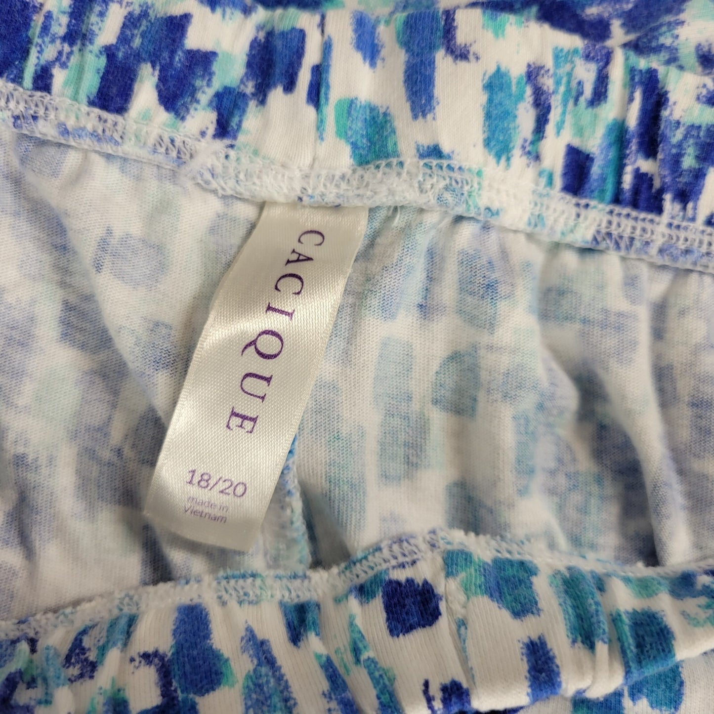 Cacique Womens Pajama Shorts 18 20 Blue Watercolor Paint Brush Comfy Lightweight