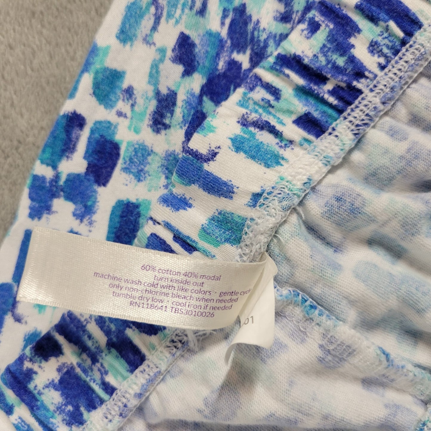 Cacique Womens Pajama Shorts 18 20 Blue Watercolor Paint Brush Comfy Lightweight