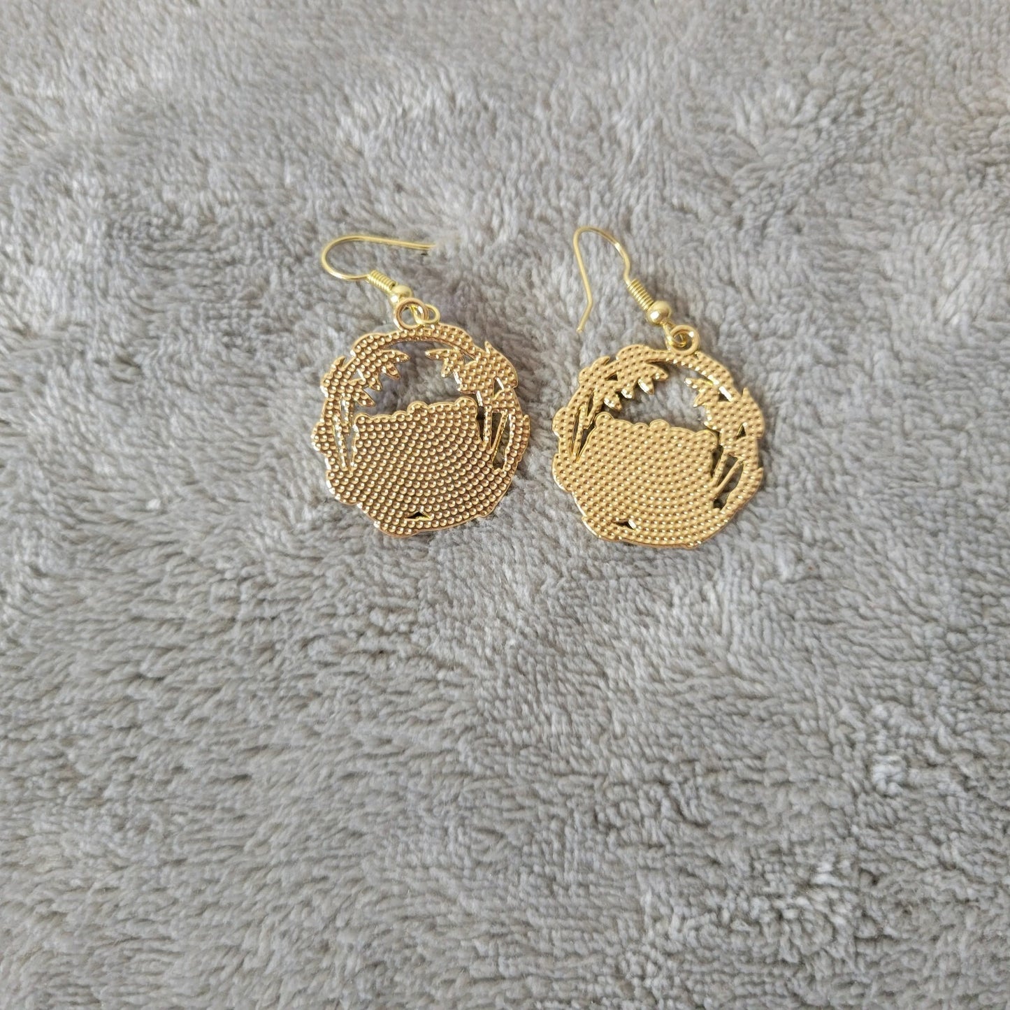 Panda Bear No. 4 Earrings Two Pandas One Pair Gold Tone Hanging Fish Hook Dangle