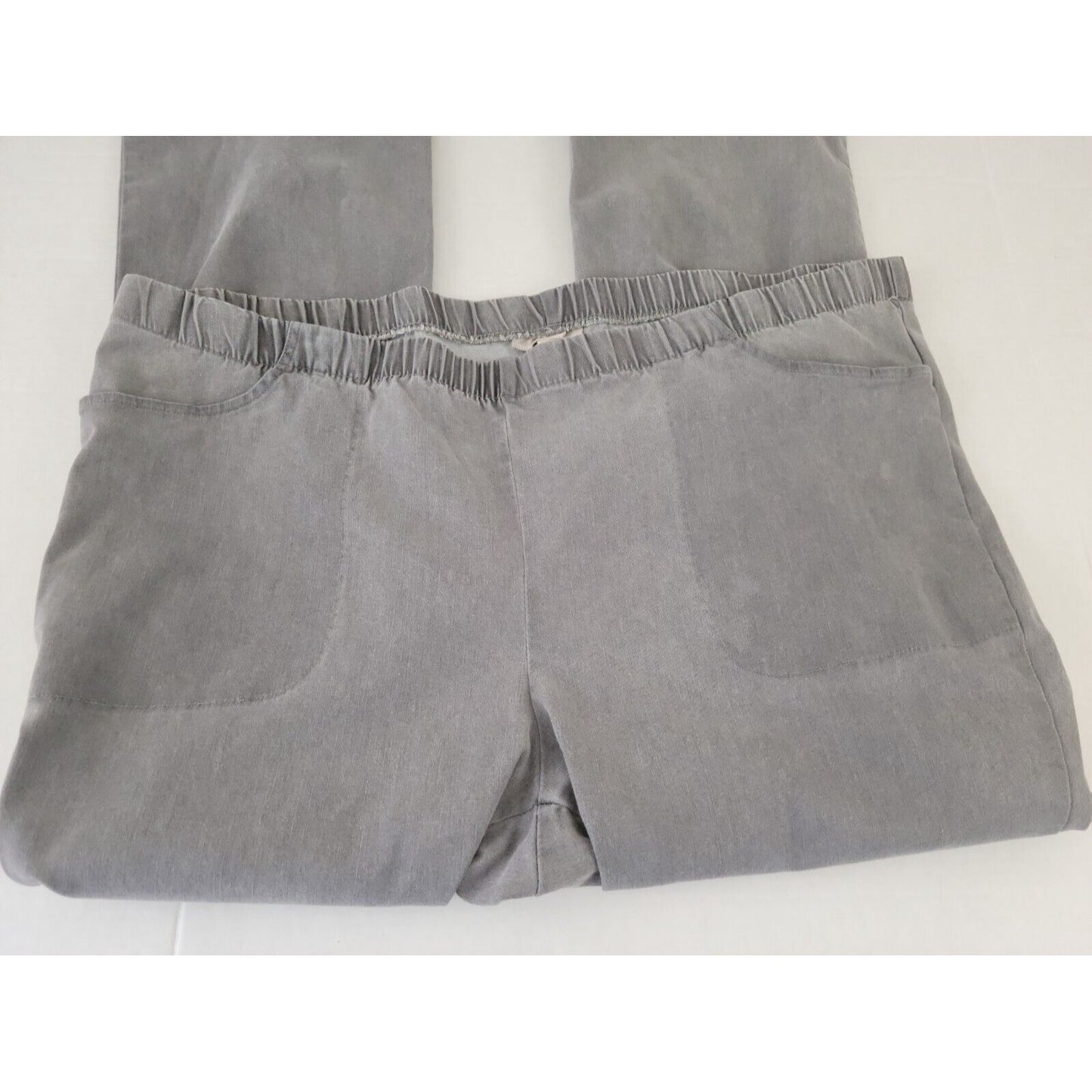 Woman Within Womens Pants 24W Pull On Solid Gray Comfort Waist Slash Pockets