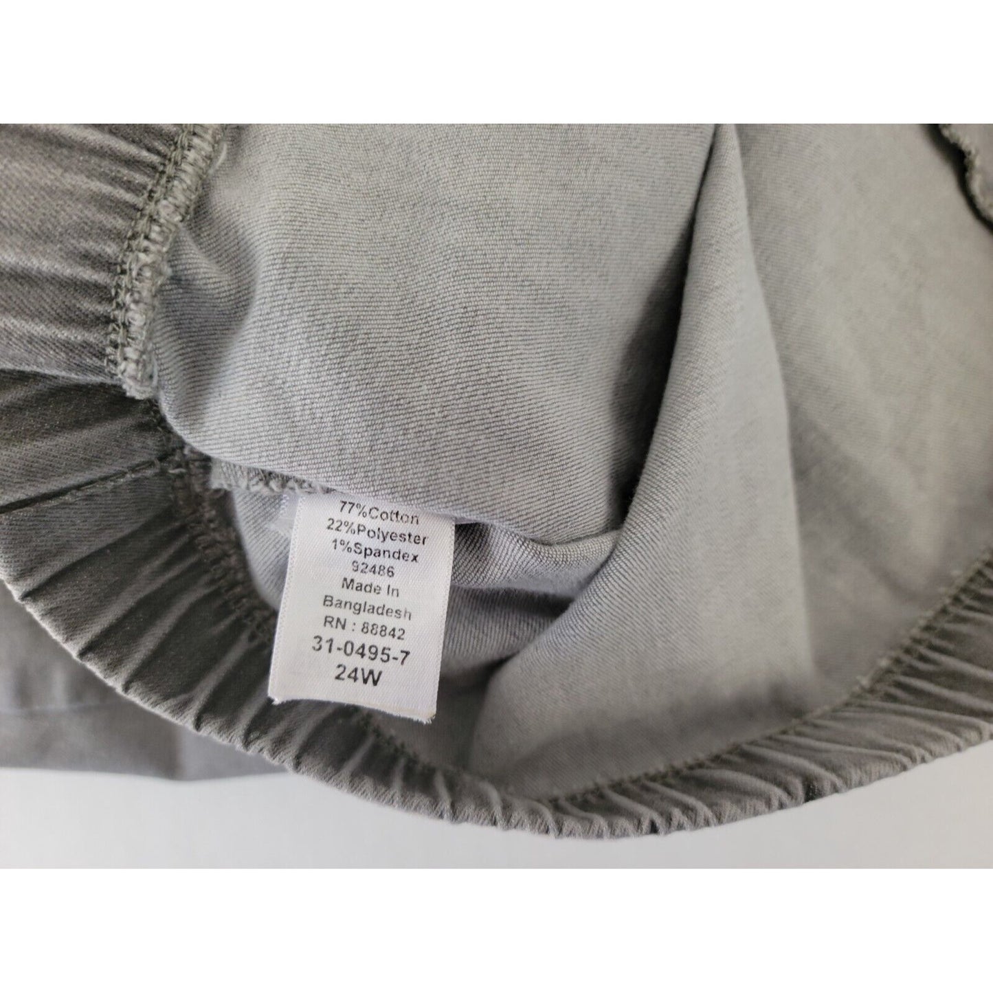 Woman Within Womens Pants 24W Pull On Solid Gray Comfort Waist Slash Pockets