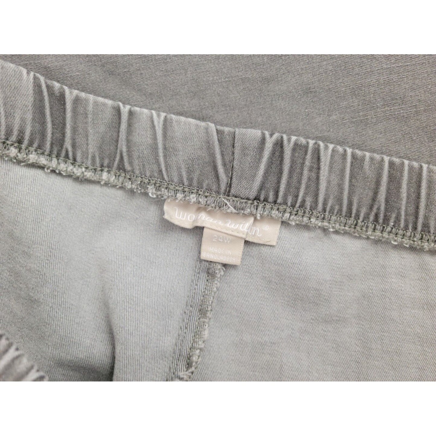 Woman Within Womens Pants 24W Pull On Solid Gray Comfort Waist Slash Pockets