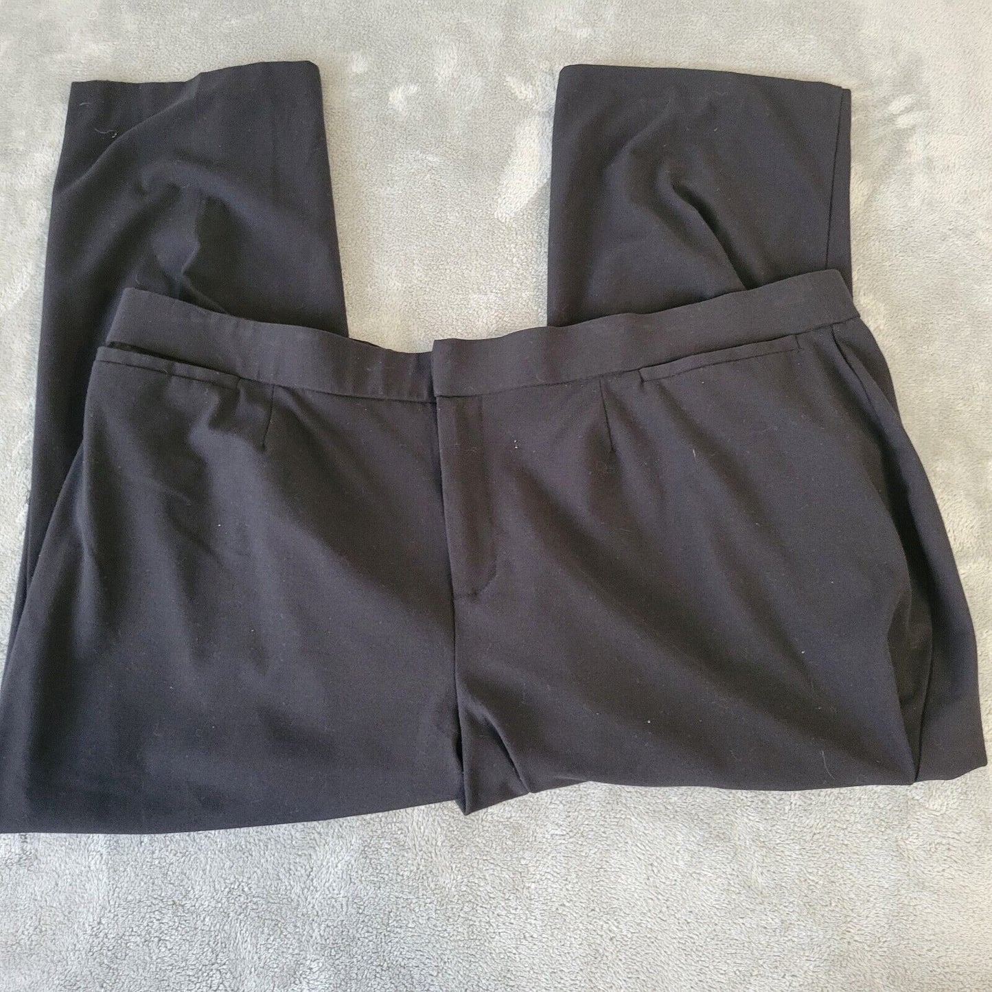 Catherines Womens Pants 24WP Right Fit Curvy Black Poly Blend Zip Office Comfy