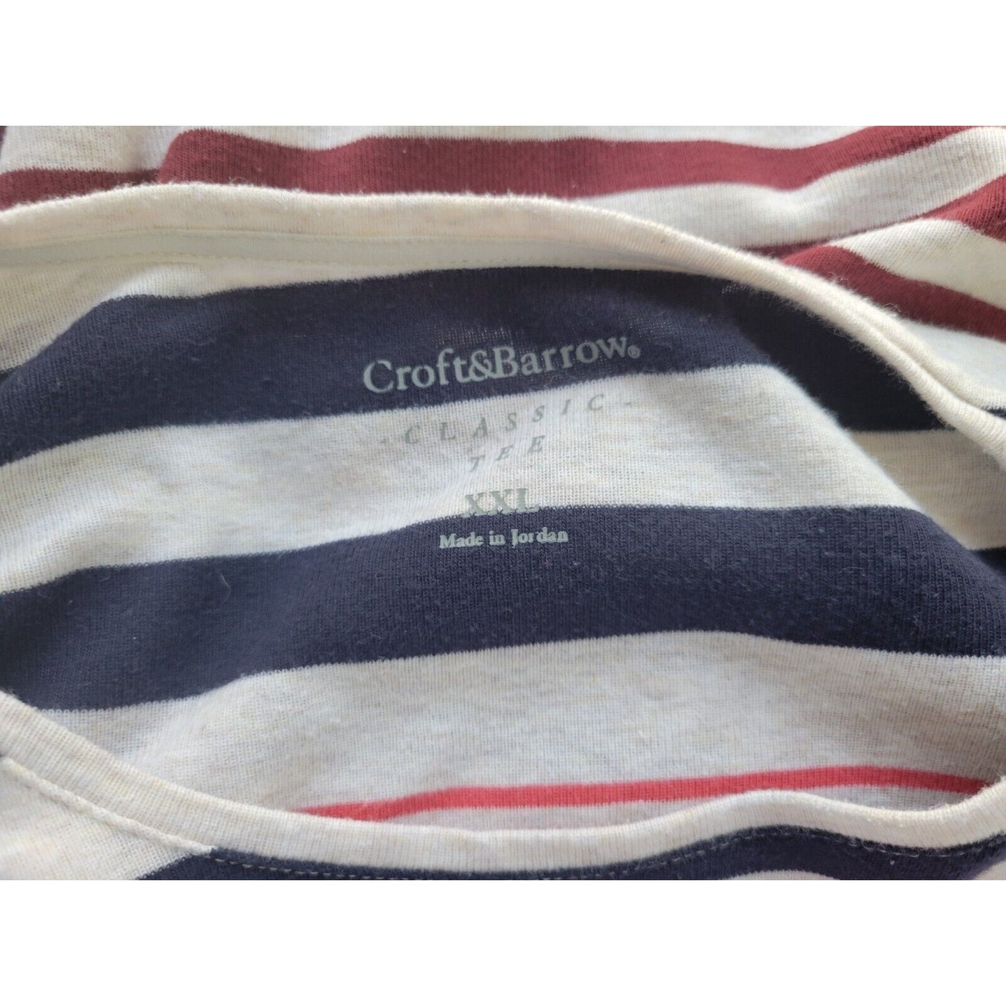 Croft Barrow Womens Top XXL Plus Tee Classic Brown Stripe Long Sleeve Casual