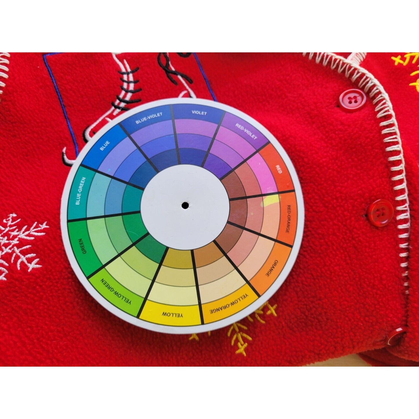 Christmas Basic Editions Womens Top 1X Vest Fleece Red Button Embroidered Casual