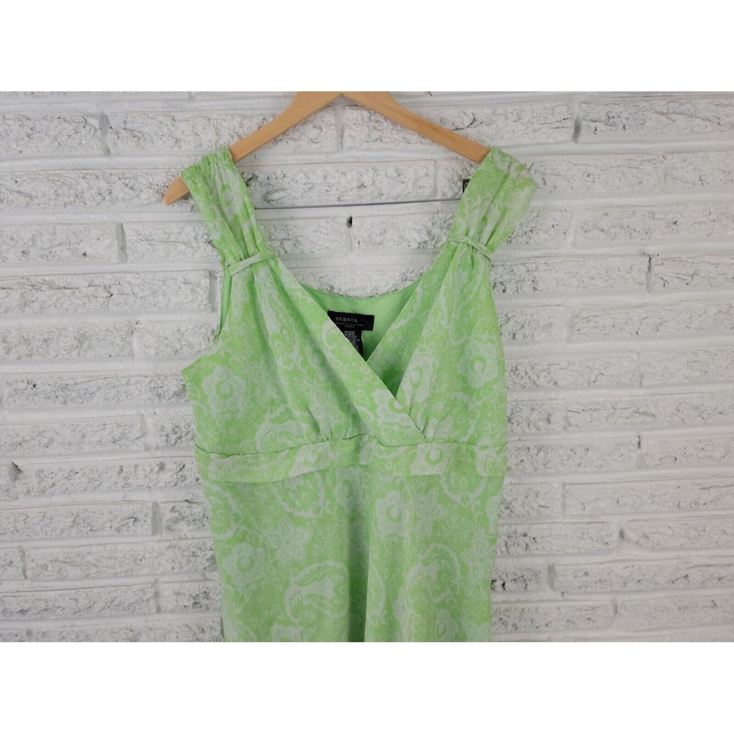 George Women Dress 1X Plus Tank Shift Sleeveless Lined Sheer Green Floral Casual