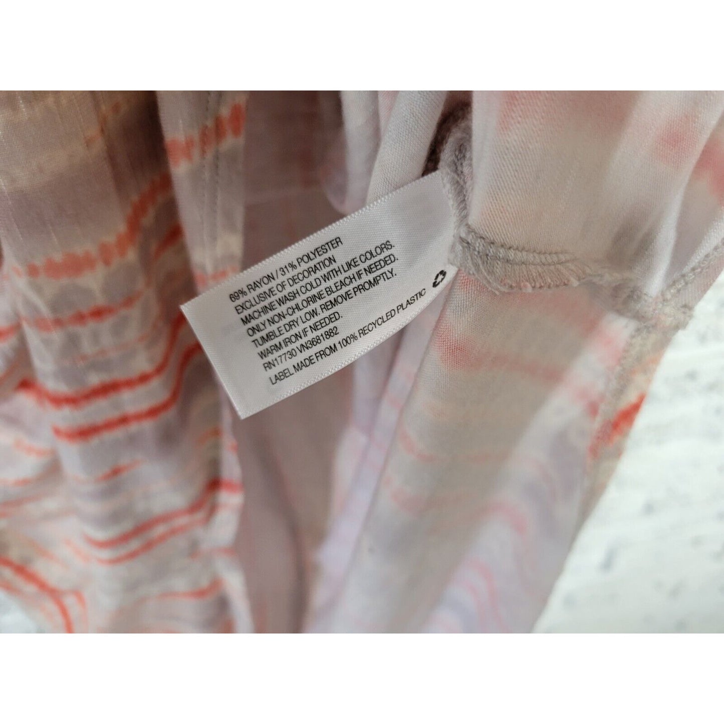 Ava Viv Women Top 3X Plus Tee Tunic Keyhole Back Orange Watercolor Casual