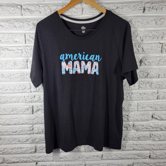 Fourth of July Womens Top XXXL 22 Plus Tee Lightweight American Mama Patriotic