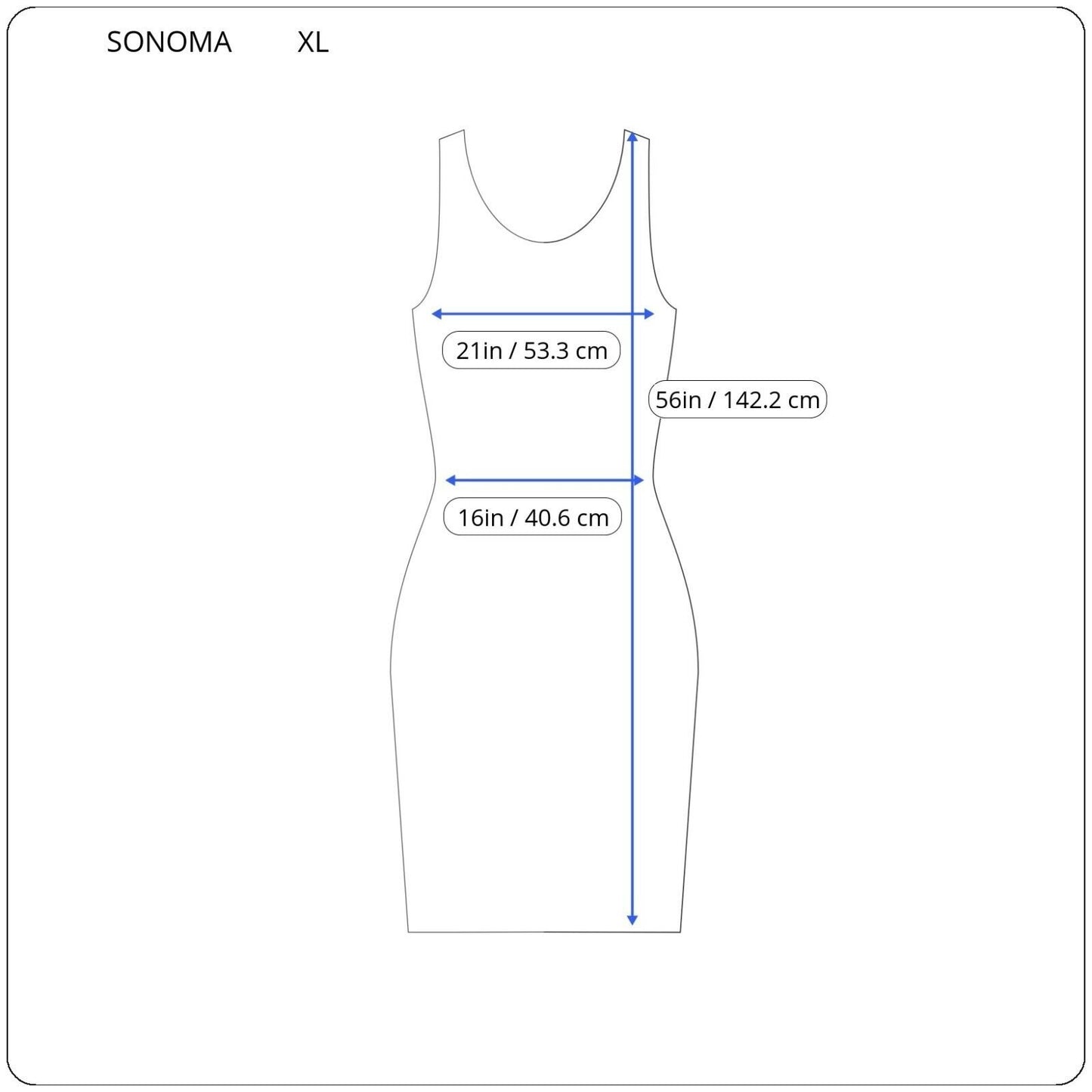 Sonoma Womens Dress Extra Large XL Tank Sheath Midi Blue Motif Poly Blend Comfy