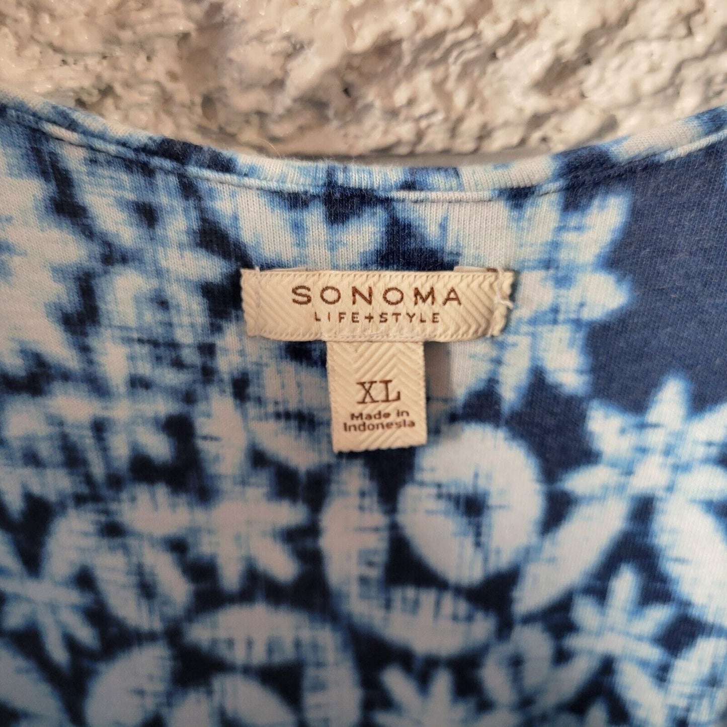 Sonoma Womens Dress Extra Large XL Tank Sheath Midi Blue Motif Poly Blend Comfy