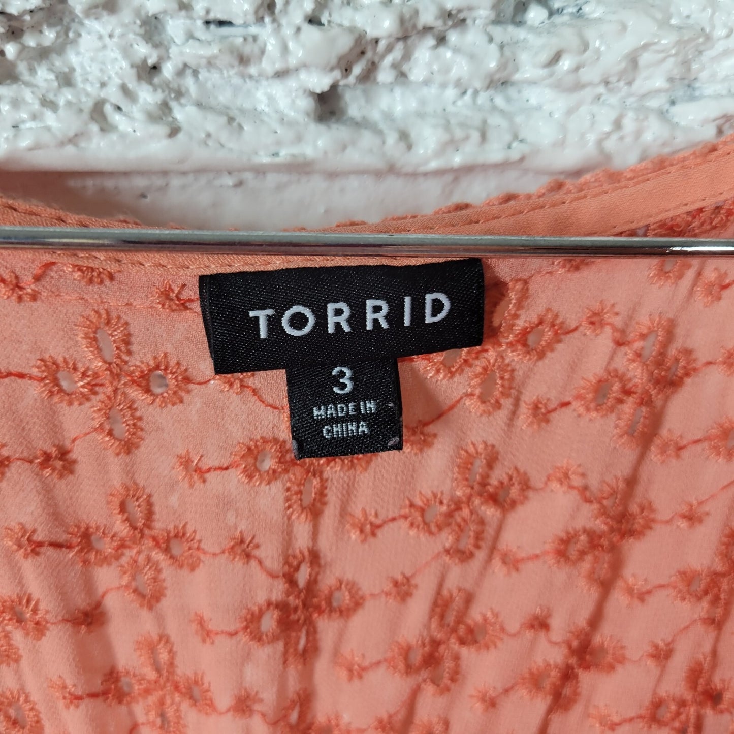 Torrid Womens Dress 3 3X Plus Sheath High Low Orange Swiss Dot Eyelet Lined