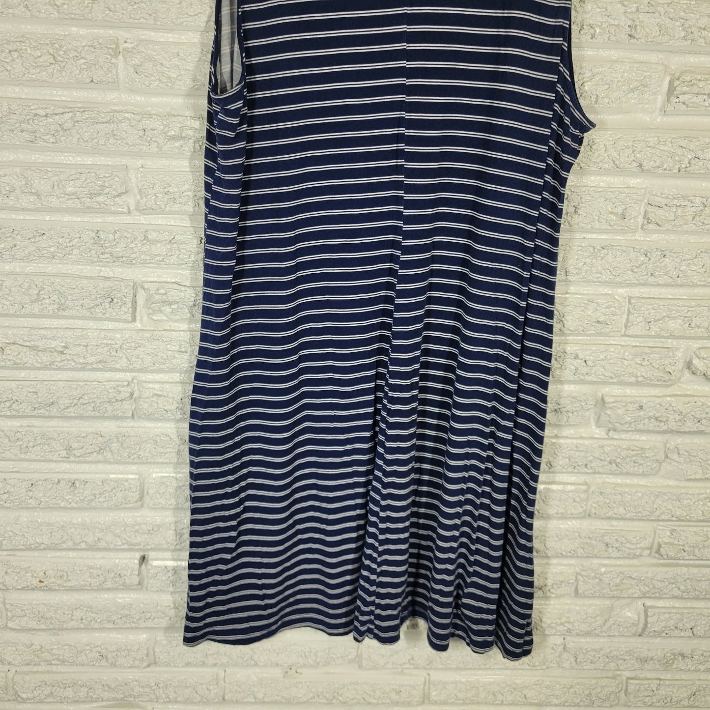 St. Johns Bay Womens Extra Large XL Navy Blue White Striped Sleeveless Dress